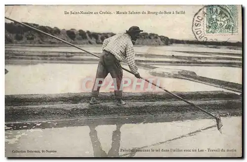 Cartes postales Folklore Marais Salants De Saint Nazaire au Croisic Marais salants du Bourg de Batz a Saille