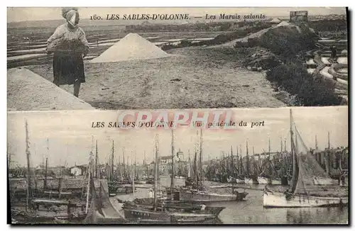 Ansichtskarte AK Folklore Marais Salants Les Sables d&#39Olonne Les marais salants Vue generale du port Bateaux