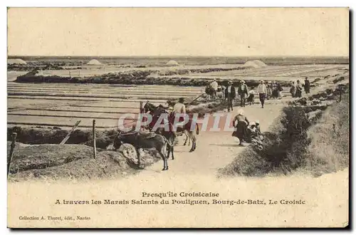 Ansichtskarte AK Folklore Marais Salants Presqu&#39ile Croisicaise A travers les marais salants du Pouliguen Bour