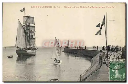 Ansichtskarte AK Folklore Marais Salants Le Pouliguen Depart d&#39un brick goelette charge de sel Bateau