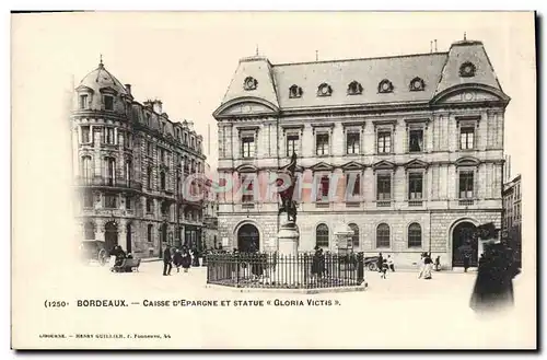 Cartes postales Banque Bordeaux Caisse d&#39Epargne et statue Gloria Victis