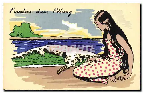 Cartes postales Fantaisie Illustrateur L&#39ondine dans l&#39etang