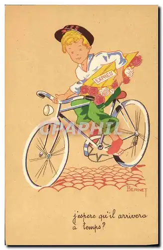 Ansichtskarte AK Fantaisie Illustrateur Bernet Velo Cycle