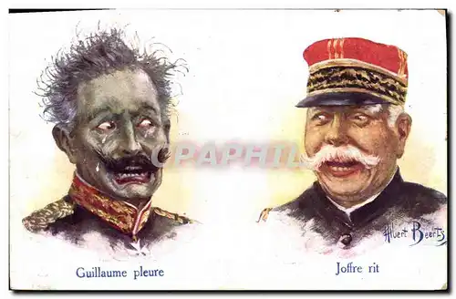 Ansichtskarte AK Fantaisie Illustrateur Guillaume pleure Joffre rit Militaria