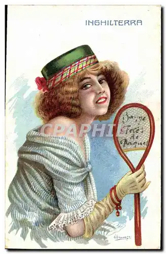 Cartes postales Fantaisie Illustrateur Femme Inghilterra Tennis