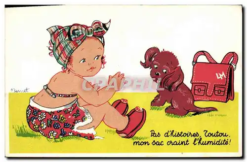 Cartes postales Fantaisie Illustrateur Enfant Chien