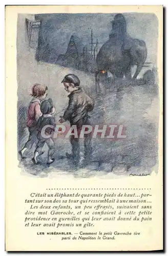 Ansichtskarte AK Fantaisie Illustrateur Poulbot Victor Hugo Gavroche Elephant