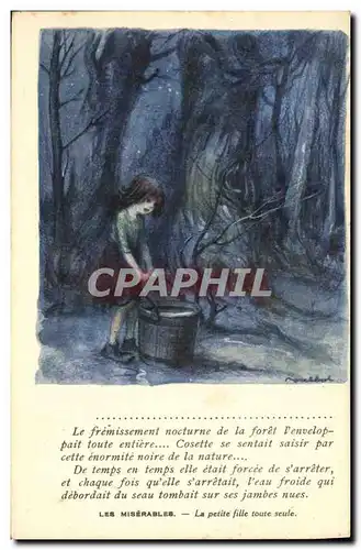 Cartes postales Fantaisie Illustrateur Poulbot Victor Hugo Les Miserables La petite fille toute seule