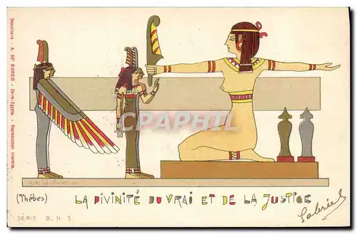 Cartes postales Fantaisie Illustrateur Thebes Egypte Egype La divinite du vrai et de la justice