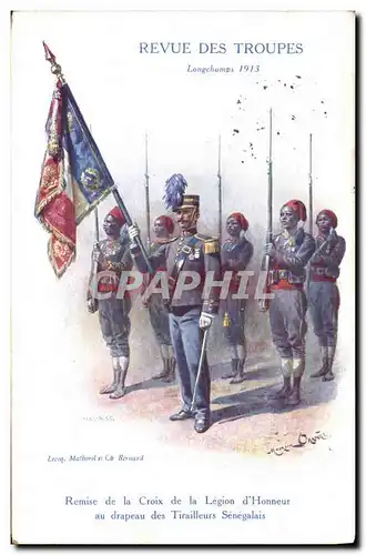 Ansichtskarte AK Militaria Revue des Troupes Longchamps 1913 Remise de la Croix de la Legion d&#39honneur au drap