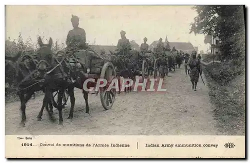 Cartes postales Militaria Convoi de munitions de l&#39armee indienne