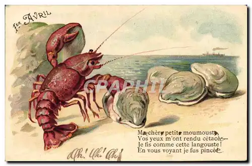 Cartes postales Langouste Huitres