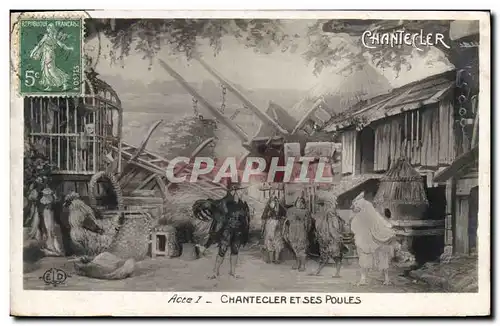 Cartes postales Theatre Rostand Coq Chantecler et ses poules