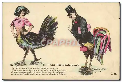 Cartes postales Theatre Rostand Coq Chantecler Une poule interessee