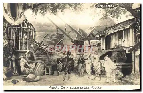 Cartes postales Theatre Rostand Coq Chantecler et ses poules