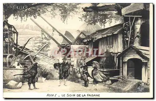Cartes postales Theatre Rostand Coq Chantecler Le soir de la faisane