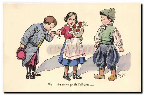 Cartes postales Fantaisie Illustrateur Enfants Je n&#39aime pas les militaires