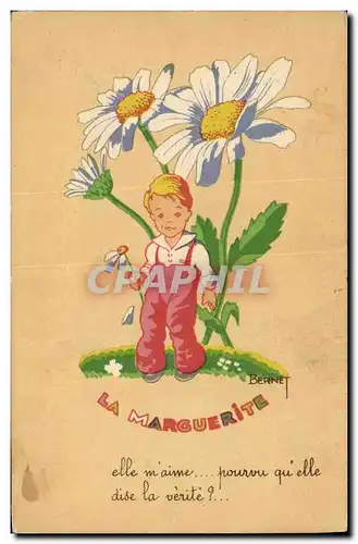 Cartes postales Fantaisie Illustrateur Enfant a marguerite Bernet