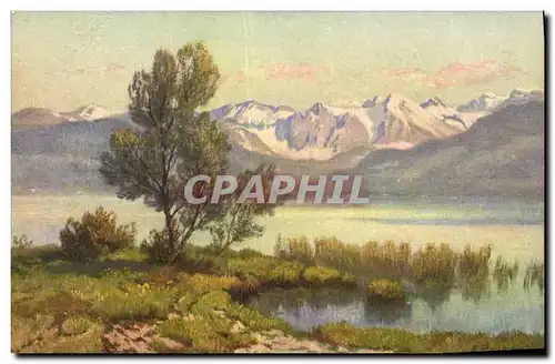 Cartes postales Fantaisie Illustrateur Zurichsee und Waggitaler Berge