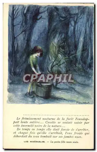 Cartes postales Fantaisie Illustrateur Poulbot Victor Hugo Les miserables La petite fille toute seule