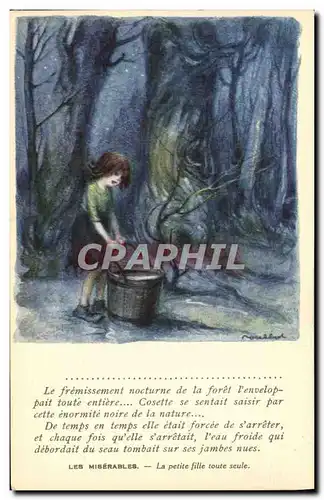 Cartes postales Fantaisie Illustrateur Poulbot Victor Hugo Les miserables La petite fille toute seule