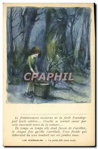 Cartes postales Fantaisie Illustrateur Poulbot Victor Hugo Les miserables La petite fille toute seule