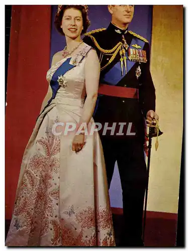 Moderne Karte HM Queen Elizabeth II and HRH The Prince Philip Duke of Edinburgh