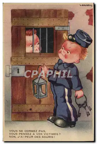 Cartes postales Fantaisie Illustrateur Enfants Gardine de prison