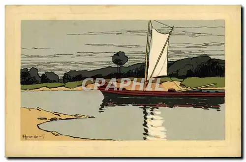 Cartes postales Fantaisie Illustrateur Bateau Barque