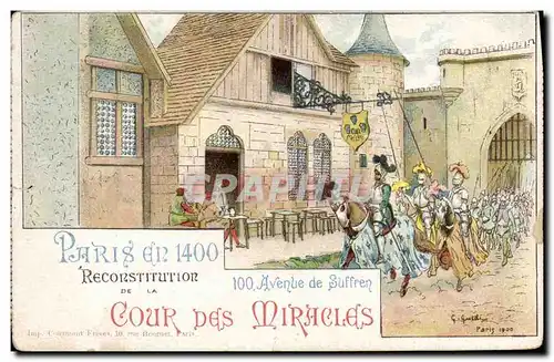 Cartes postales Fantaisie Illustrateur Paris en 1400 Avenue de Suffren Cour des miracles