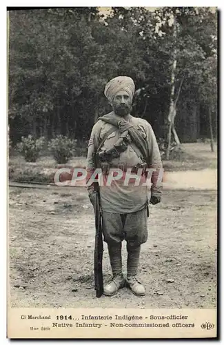 Cartes postales Militaria Infanterie indigene Sous officier Inde