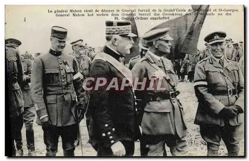 Ansichtskarte AK Militaria Le general Mahon vient de decorer le general Sarrail de la Grand Croix de St Michel