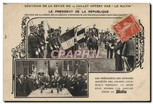 Ansichtskarte AK Militaria Revue du 14 juillet Le Matin Le President de la Republique Troupes coloniales