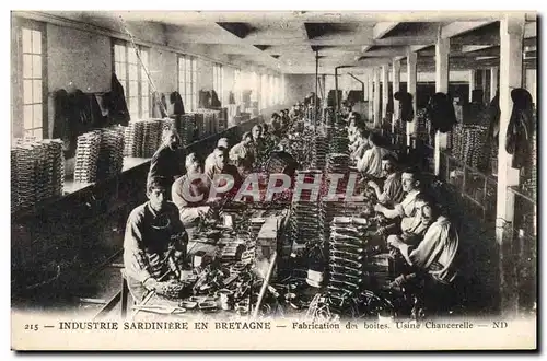 Cartes postales Poisson Poissons Industrie sardiniere de Bretagne Fabricationdes boites Usine Chancerelle