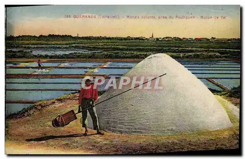 Cartes postales Folklore Marais salants Guerande pres du Pouliguen Mulon de sel