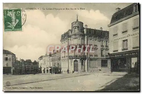 Cartes postales Banque Commercy La Caisse d&#39Epargne et Rue Bas de la Place Pharmacie