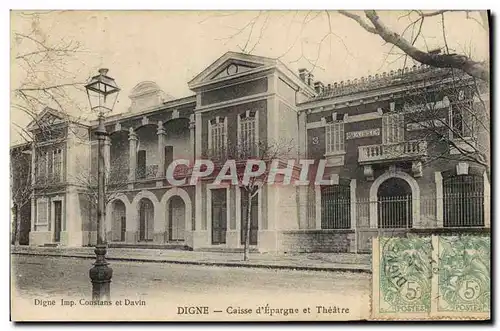 Cartes postales Banque Caisse d&#39Epargne et Theatre Digne