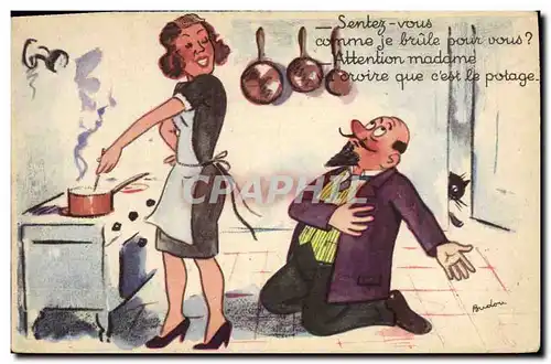 Cartes postales Fantaisie Illustrateur Femme cuisine