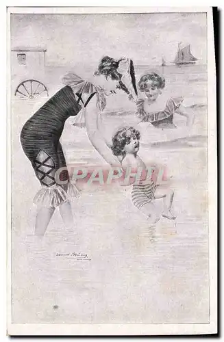 Cartes postales Fantaisie Illustrateur Femmes Enfants Maillot de bain