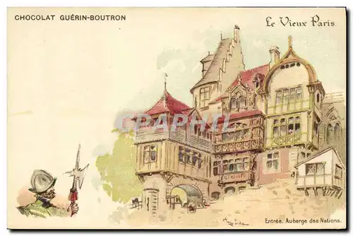 Cartes postales Le Vieux Paris Au Bon Marche Entree Auberge des Nations Chocolat Guerin Boutron Rue du Maroc