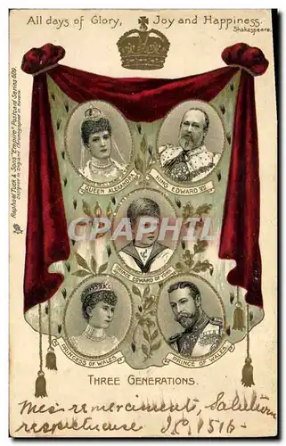 Cartes postales Three generations Queen Alexandra King Edward VII Edward Princess of Wales Prince of Wales