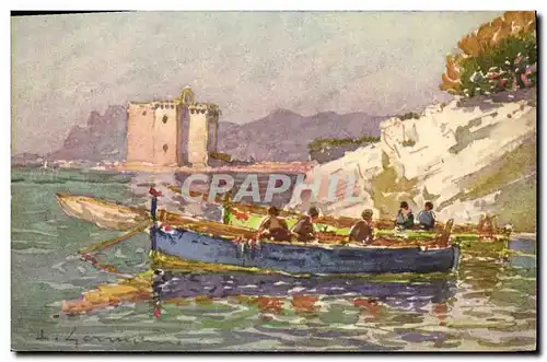 Cartes postales Fantaisie Illustrateur Cote d&#39Azur Ile St Honorat