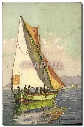 Ansichtskarte AK Fantaisie Illustrateur Cote d&#39Azur L&#39Esterel Bateau