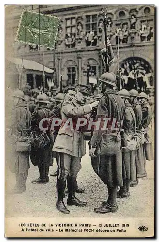 Ansichtskarte AK Medaille Fetes de la Victoire a Paris 13 juillet 1919 A l&#39hotel de ville Le marechal Foch dec