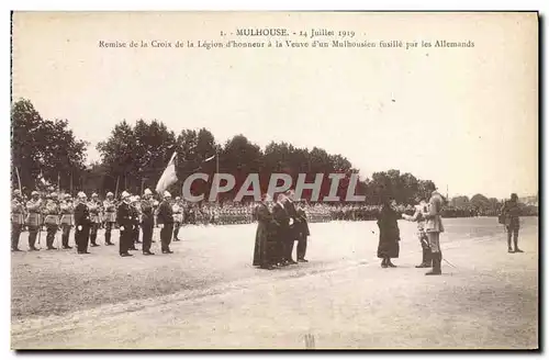 Cartes postales Medaille Mulhouse 14 juillet 1919 Remise de la Croix de la Legion d&#39honneur a la veuve d&#39u