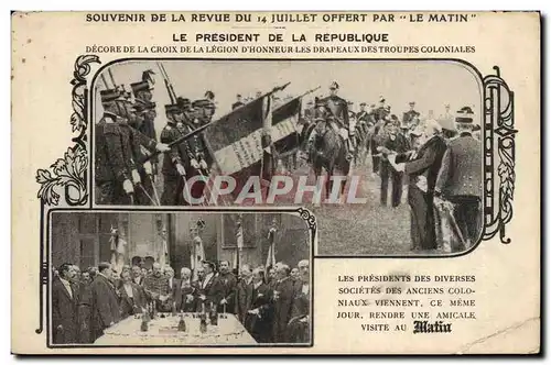 Cartes postales Medaille Revue du 14 juillet Le Matin Croix de al Legion d&#39honneur Troupes coloniales Miltiar