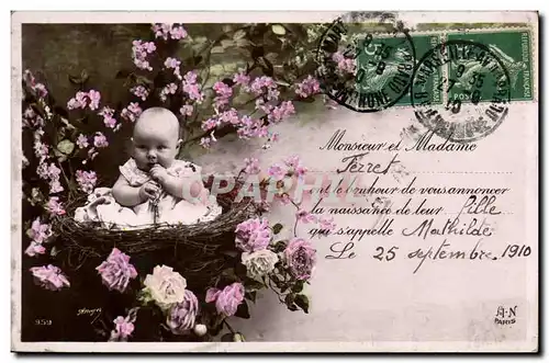 Cartes postales Fantaisie Bebe Enfant Avis de naissance Feret