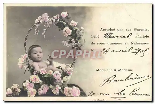 Ansichtskarte AK Fantaisie Bebe Enfant Avis de Naissance Marcel