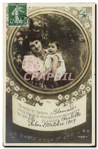 Cartes postales Fantaisie Bebe Enfant Avis de Naissance Blancardi