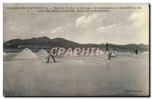 Cartes postales Folklore Marais Salants Les Salins d&#39Hyeres Recolte du sel Le battage